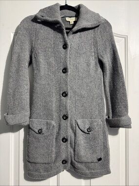 Burberry London Button Up Cardigan XS Grey Wool Cashmere Blend Luxury Cozy